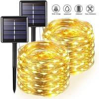 outdoor solar string lights 200 led solar powered fairy lights with 8 lighting modes waterproof decoration copper wire lights