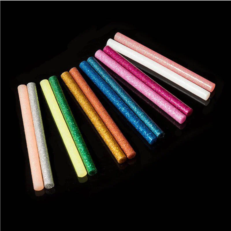 

7x100mm Mixed Color Flash Hot Glue Sticks High Viscosity Electric Gun Silicone Craft Repair Power Tools DIY Hot Melt Sticks 10Pc