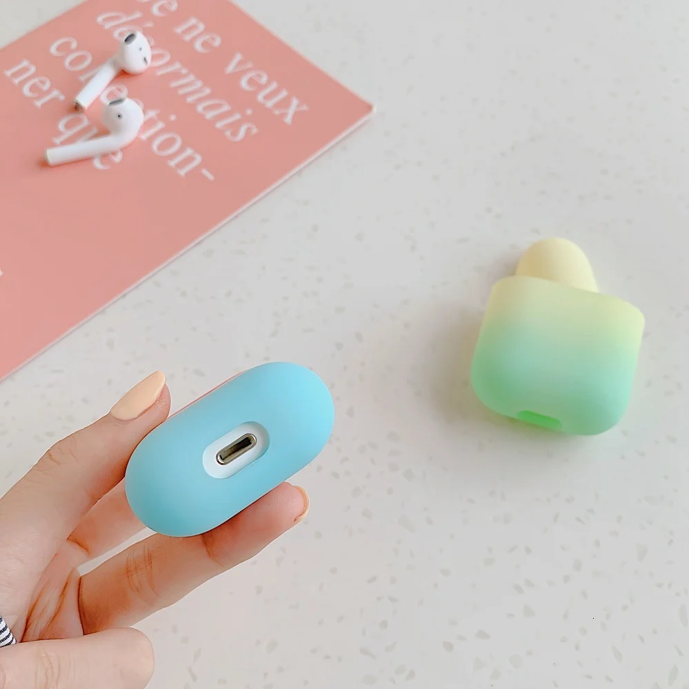 DHL для AirPods чехол градиентный Радужный цвет защитный жесткий чехол Bluetooth беспроводные наушники чехол для Air pods 2 Чехол fundas