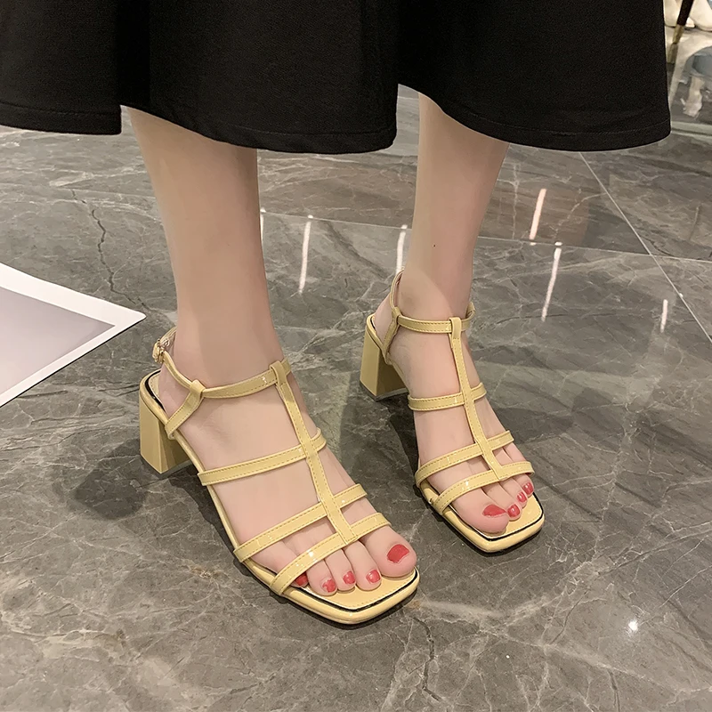 

Fashion Womens Shoes 2021 Female Sandal Clear Heels Buckle Strap Espadrilles Platform Luxury Girls Beige New Summer High Comfort
