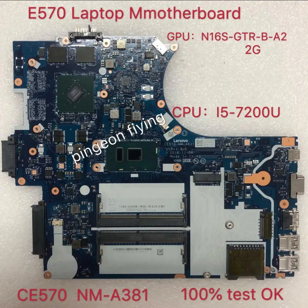Для Lenovo Thinkpad E570 Материнская плата ноутбука i5 7200U DIS N16S GTR B A2 2 Гб CE570 NM A831 100% тесты