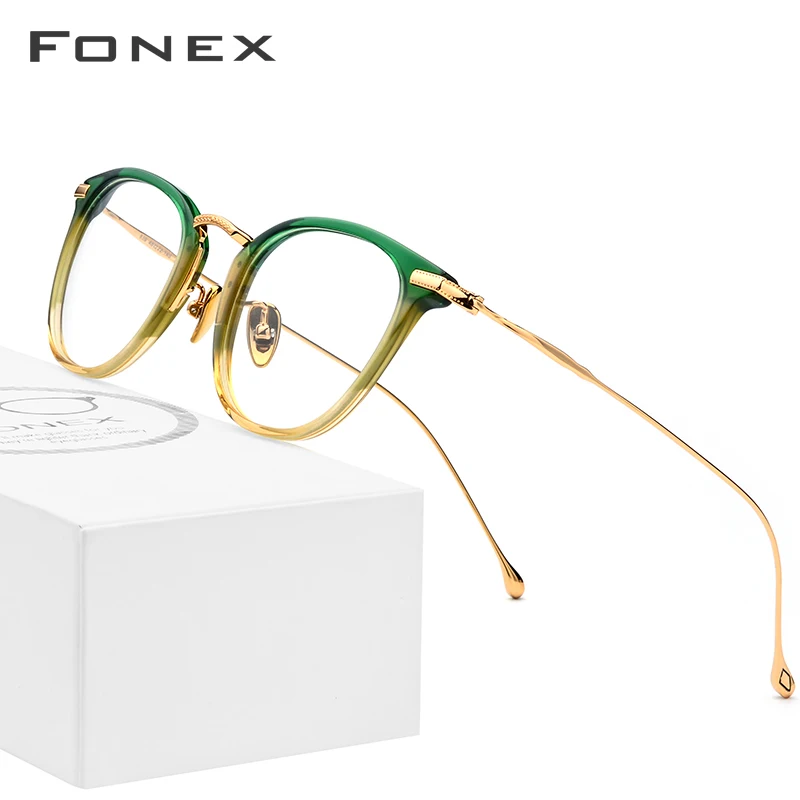 FONEX, титановые оптические очки, мужские, по рецепту, Ретро стиль, квадратные очки, оправа для женщин, Ретро стиль, круглые очки для близорукости, 839