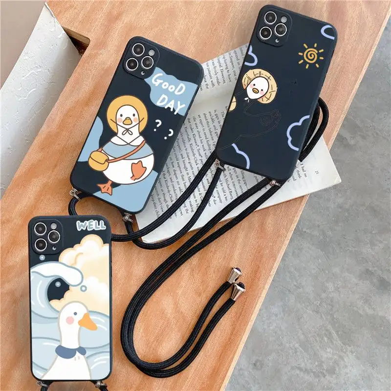 

duck white cartoon cute illustration Phone Case for iPhone 7 8 11 12 se 2020 mini pro X XS XR MAX Plus