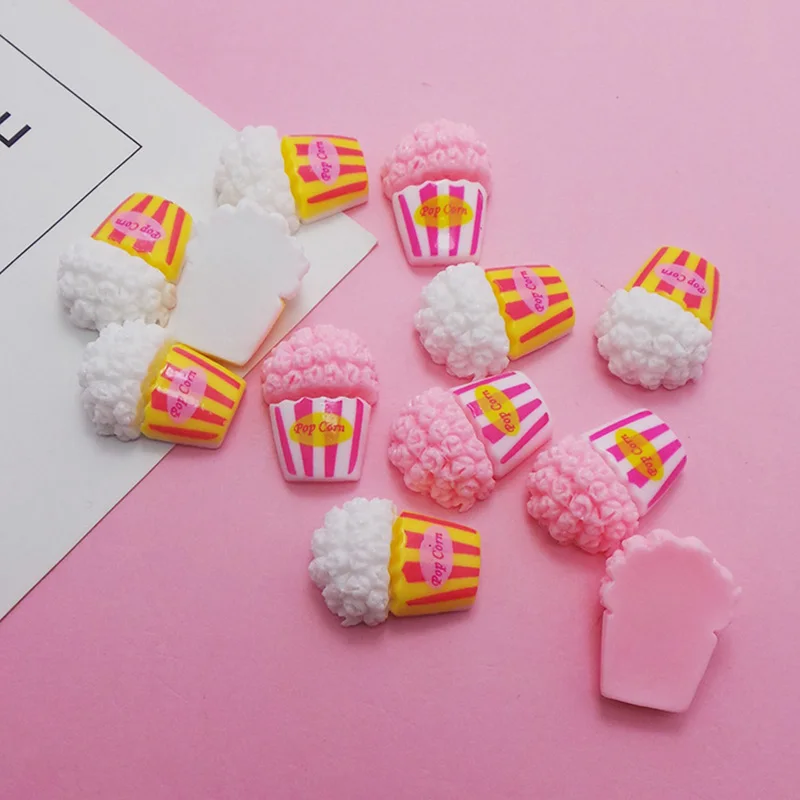 100 шт. Миниатюрный смолы милые попкорн поддельные Еда кабошон с плоской задней