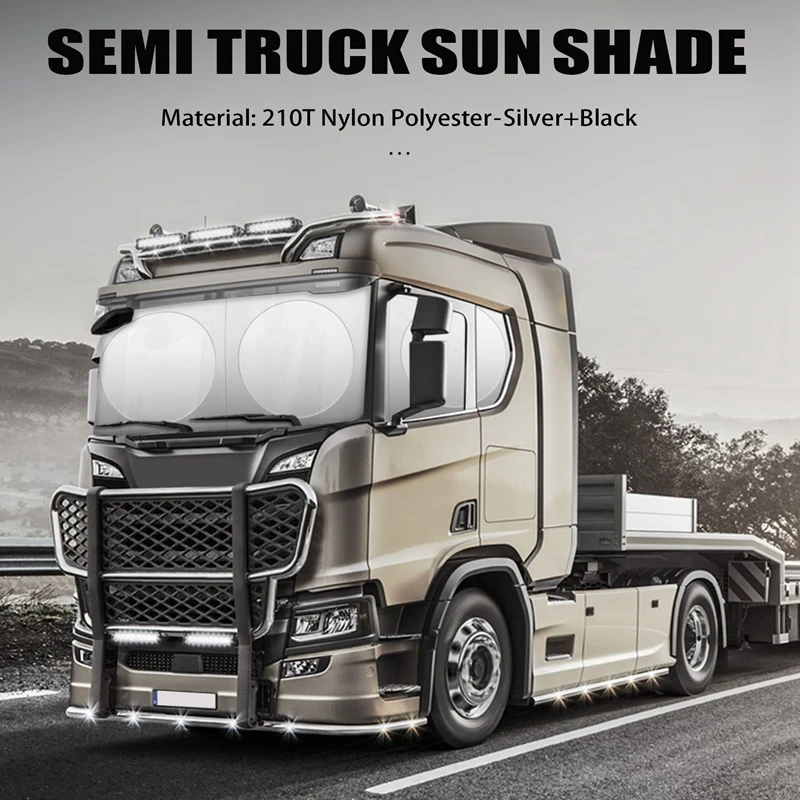 

Truck Windshield Sunshade Cover Side Windows Sun Shade 210T UV Protective Sunshade for Semi, Commercial & Big Rig Truck