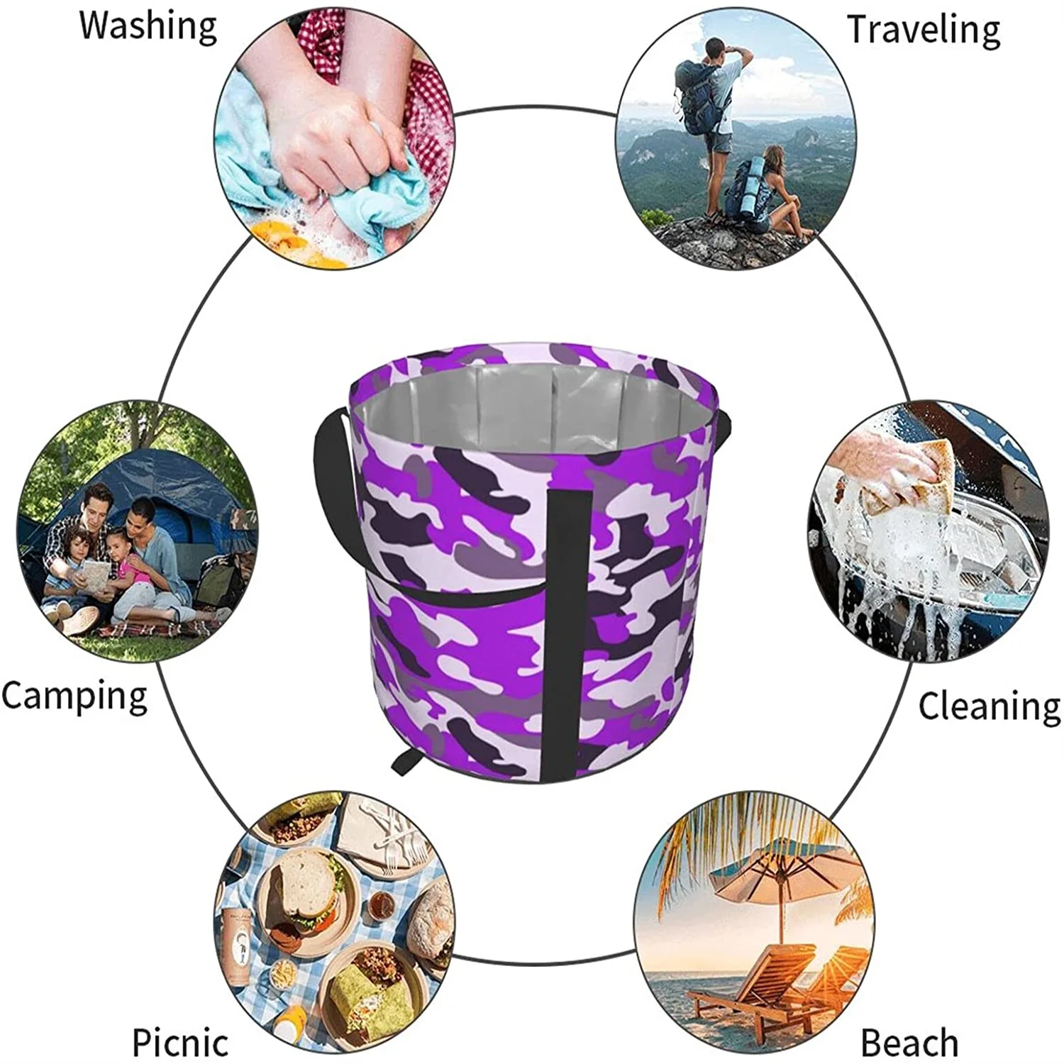 

5 gallon collapsible bucket, water storage container portable folding camping bucket fishing trip wash basin large water storage