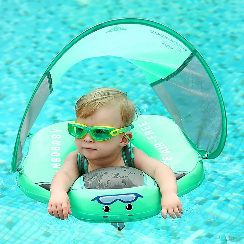

Kids Baby Swimming Ringswith Canopy Swim Ring with Sun Shade No Inflatable for Baby Swimming Accessories Floating Swim Ring