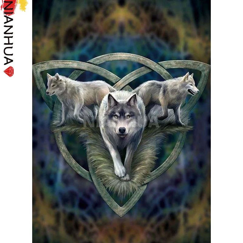 

5D Diamond Painting Cartoon Wild Wolf Totem Family Animal Mosaic Kit Photo Square Round Mural Handmade DIY Embroidery Gift Home