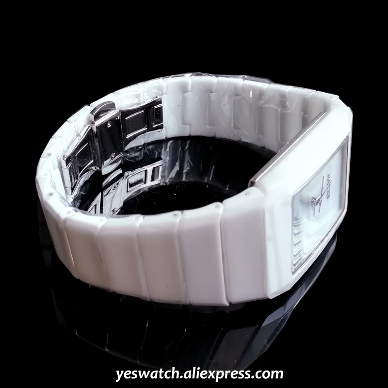 HAIYES белые керамические мужские часы Топ бренд Роскошные прямоугольные кварцевые