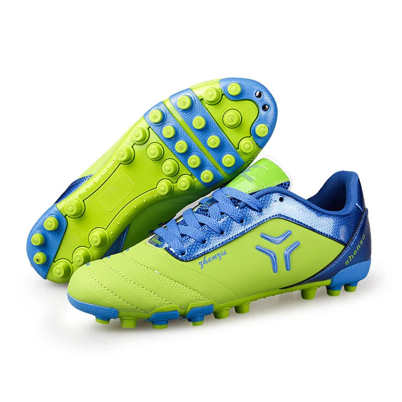 green fg sole Профессиональная Обувь для футбола, Мужская футбольная обувь, детские туфли для мальчиков, домашняя обувь для футзала, оригинальные футбольные бутсы - Цвет: green fg sole
