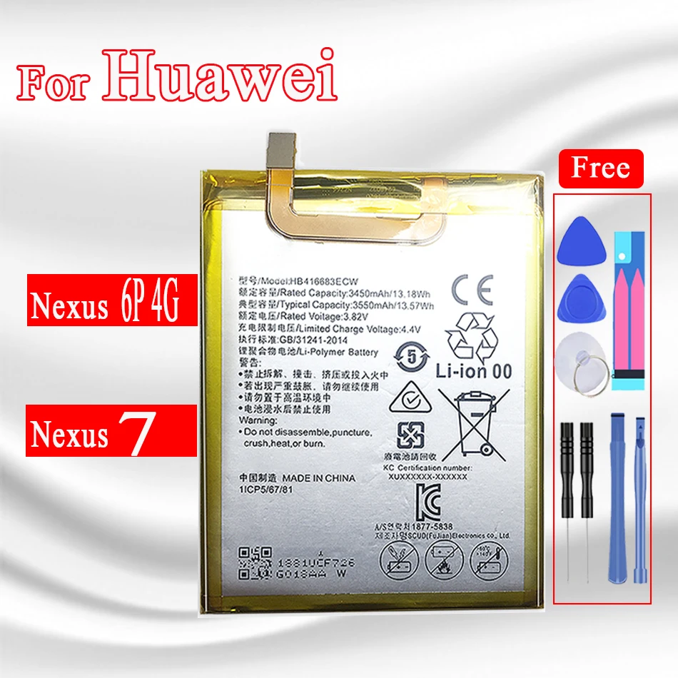 100% новый аккумулятор HB416683ECW перезаряжаемый литий ионный для телефона Huawei Nexus 6P H1511