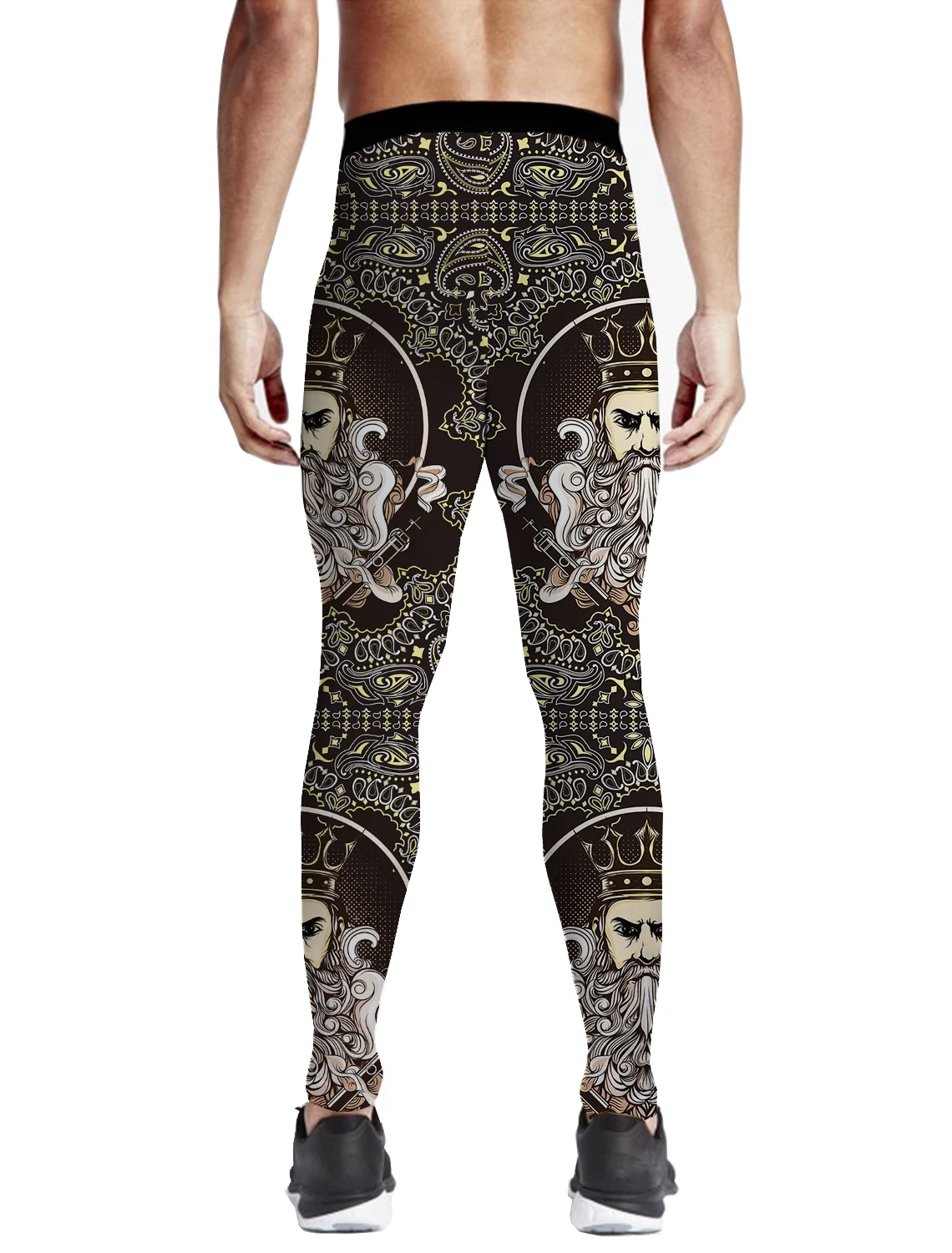 Playing Card King Retro Paisley Black Pants Men Non See-Through Buttery Soft Everyday Use Animal Print Pajama Party Breathable Q | Мужская