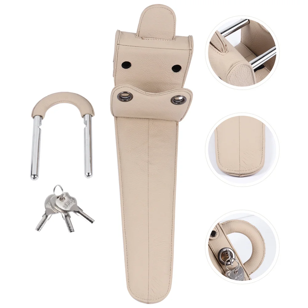 

1pc Steering Wheel Leather Lock Car Anti-Theft Lock Steering Wheel Lock