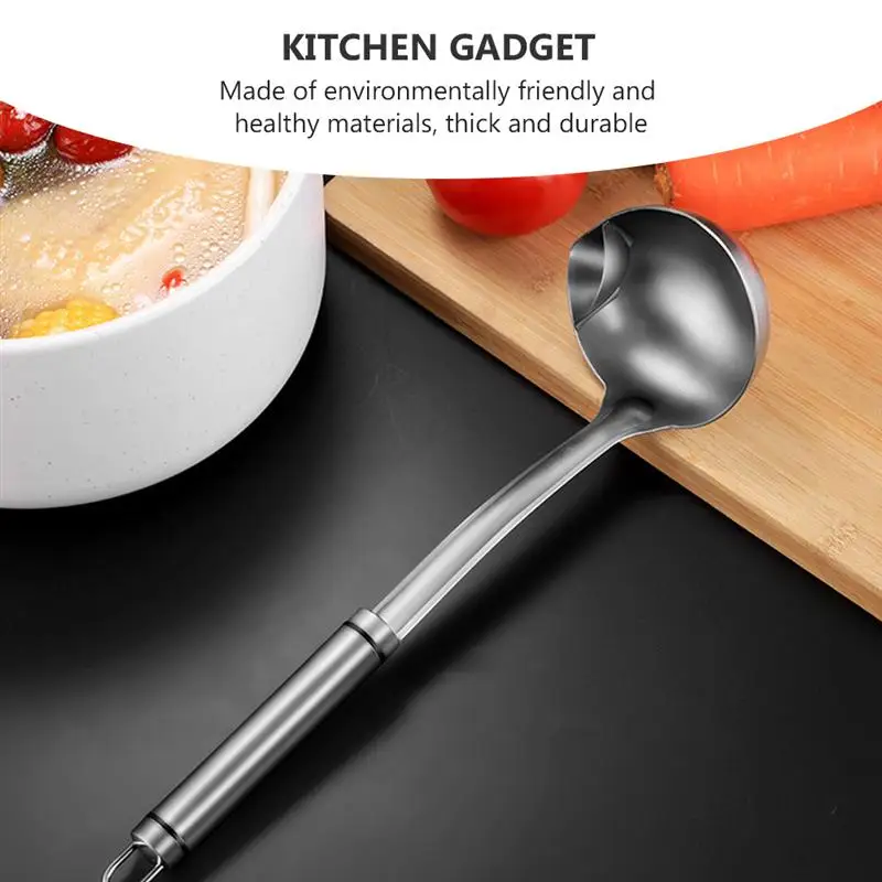 

1pc Oil Colander Strainer Hot Pot Soup Scoop 304 Stainless Steel Oil Filter Spoon Oil Soup Separation Spoon (Silver)