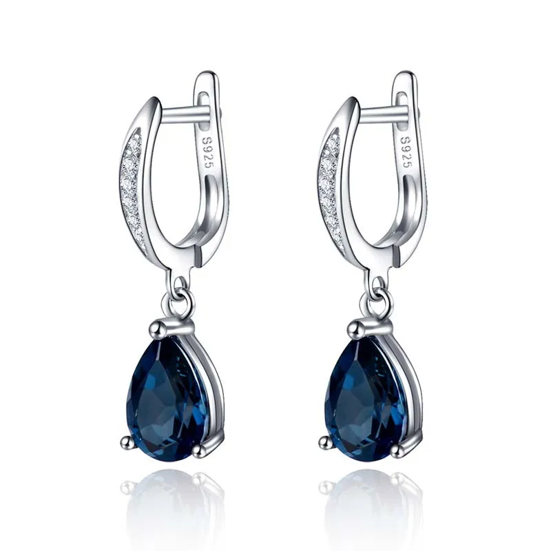 

Exquisite 925 Silver Needle Waterdrop Shaped Blue Zircon Earrings For Women Wedding Jewelry Girl Gift Pendientes Oorbellen