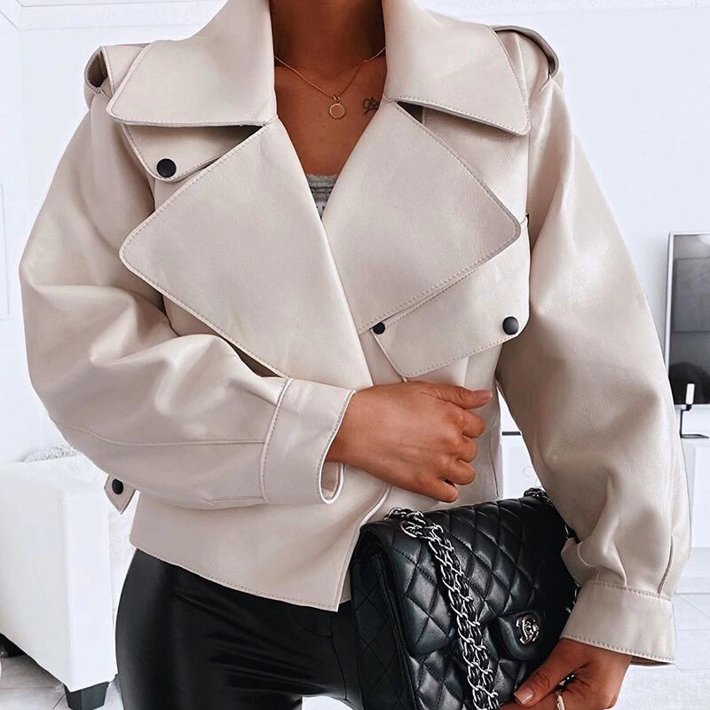 Кожаная женская куртка 2019 мотоциклетная Женская уличная черного цвета из