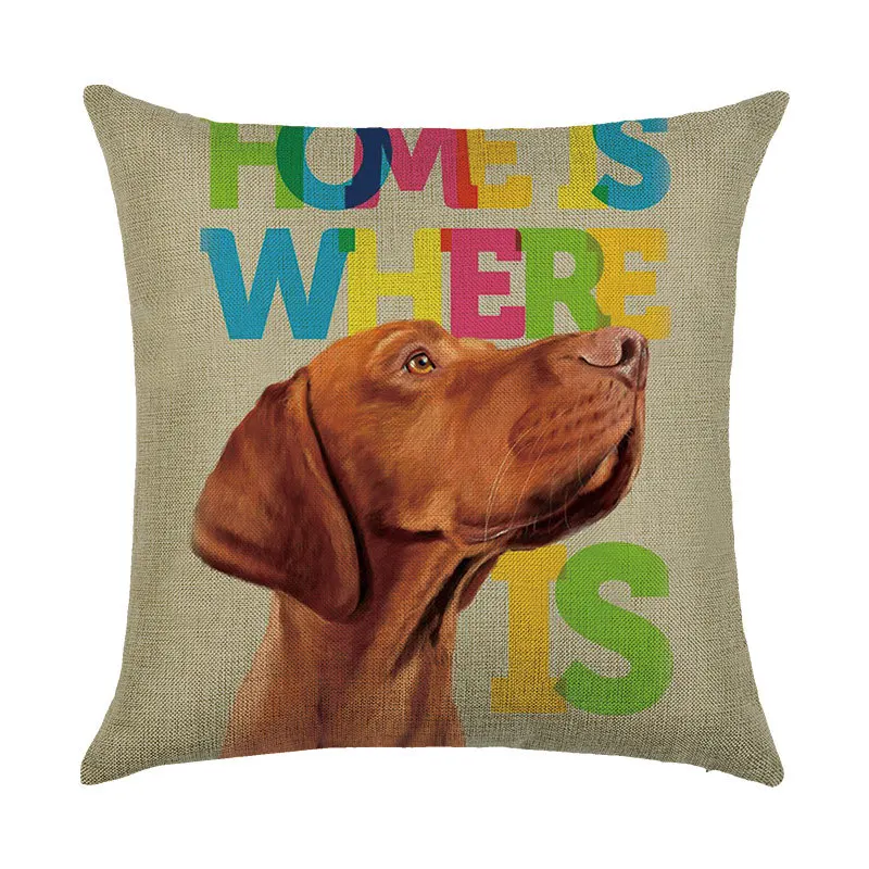 Чехол для подушки с изображением мультяшной собаки льняной чехол золотистого