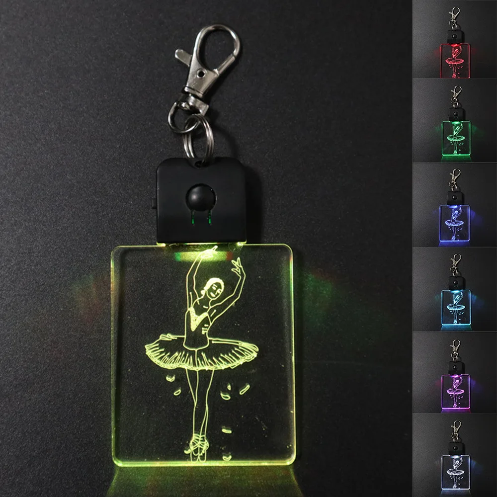 Прямая поставка креативный индивидуальный квадратный светодиодный брелок для