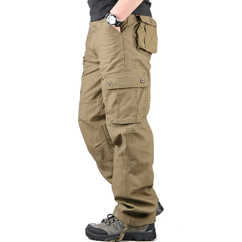 Spring and Autumn Trendy Men's Bib Overall Men's Outdoor Leisure MEN'S Trousers Multi-Pocket MEN'S Trousers Loose Straight Casua