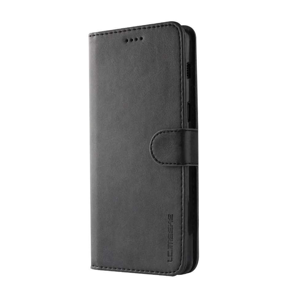 Кожаный чехол-книжка для Xiao mi Red mi 7 7A 6 6A K20 Note 8 7 6 5 PRO 4X Чехол-книжка s Xio mi A2 Lite 9T PRO - Цвет: Черный
