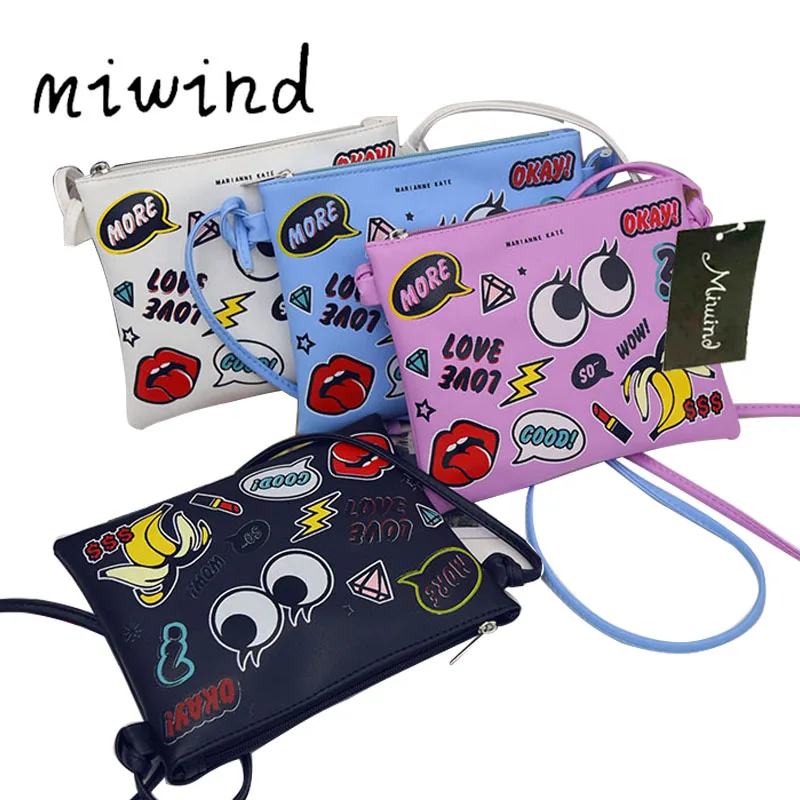 Популярная женская сумка с принтом граффити из мультфильма мини через плечо