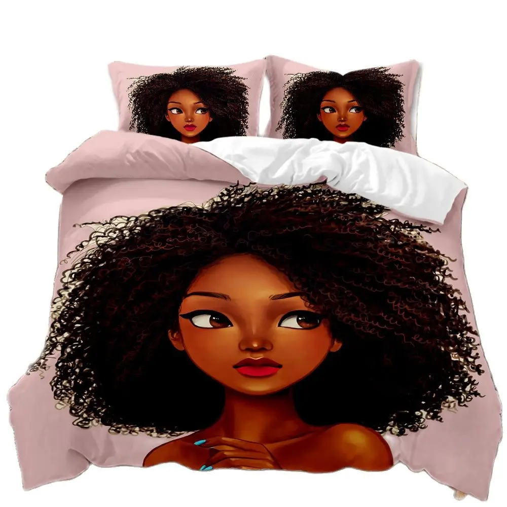 

African Girl Music Fashion Luxury Bedding Sanded Three-Piece Set Of Various Sizes 3D Printing Four Seasons Household, No Sheets