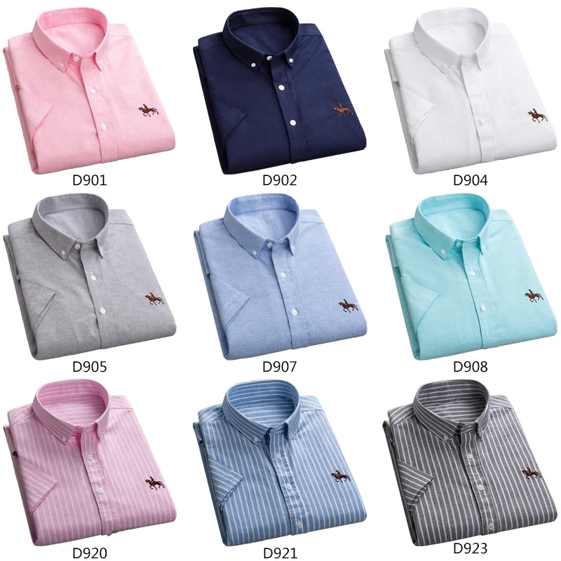 Aoliwen brand Top Quality Summer Pure Cotton Mens Formal Dress Shirts Short Sleeve Business Office Regular Fit Breathable Best