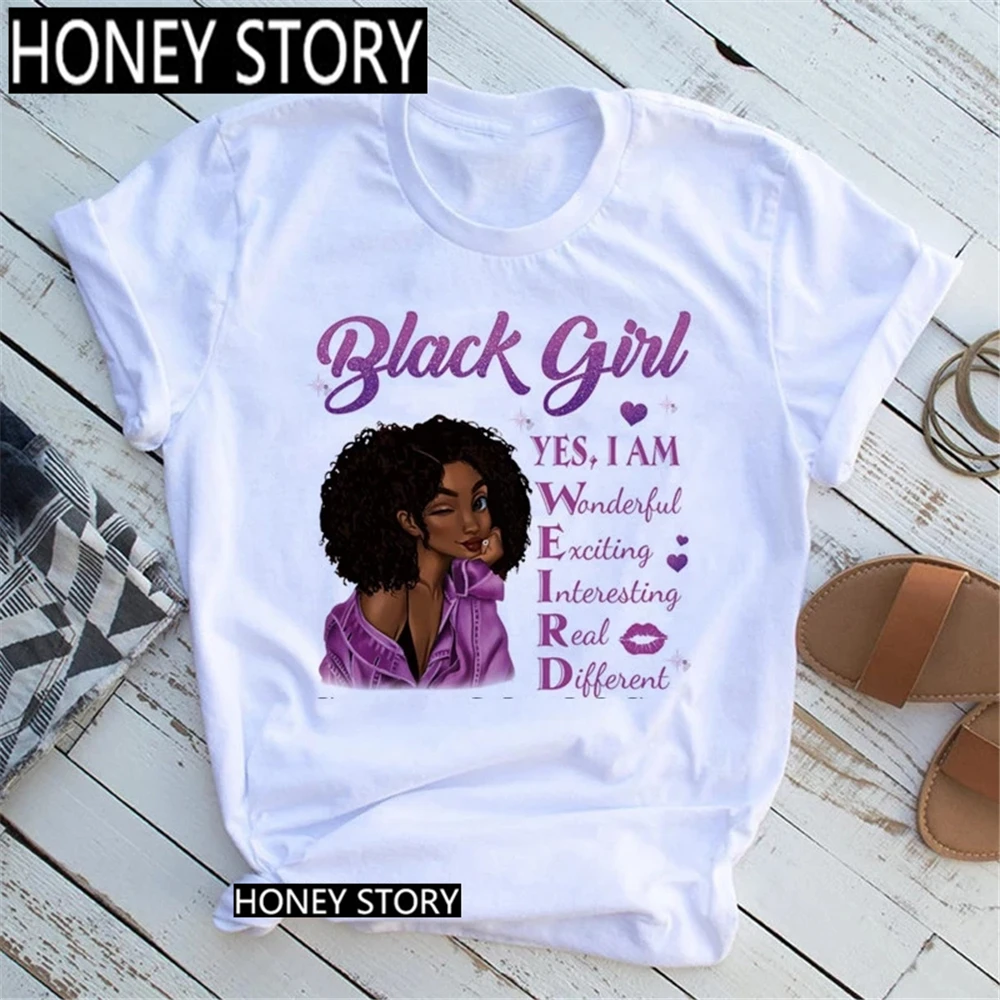 

FIXSYS Beautiful African Lady Tshirt Women T-shirt Girls Sisters Black Lives Matter Funny 90S Printed Tops Tee,Drop Ship