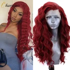 Харизма синтетический парик фронта шнурка боковая часть красные парики длинные волнистые парики шнурка для чернокожих женщин термостойкие волосы косплей парик