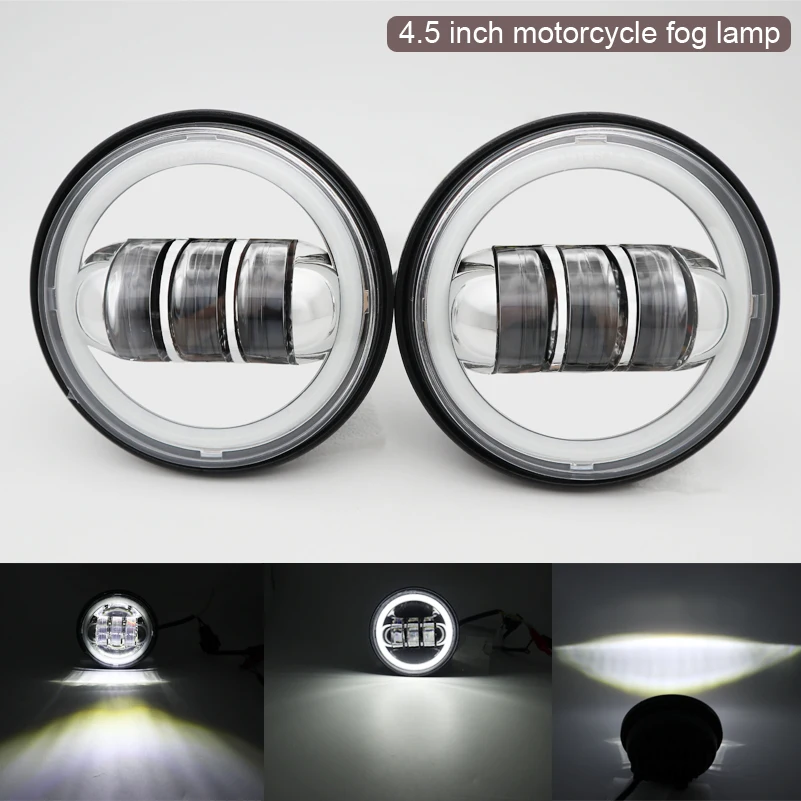 

1 Pair 4.5" 4 1/2 inch fog lights DRL Motorcycle LED chrome plating auxiliary light for street glide2006 Classic FLHR Road King