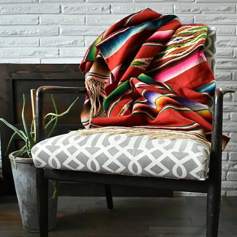 Многоцветное мексиканское одеяло богемное покрывало для дивана кровати