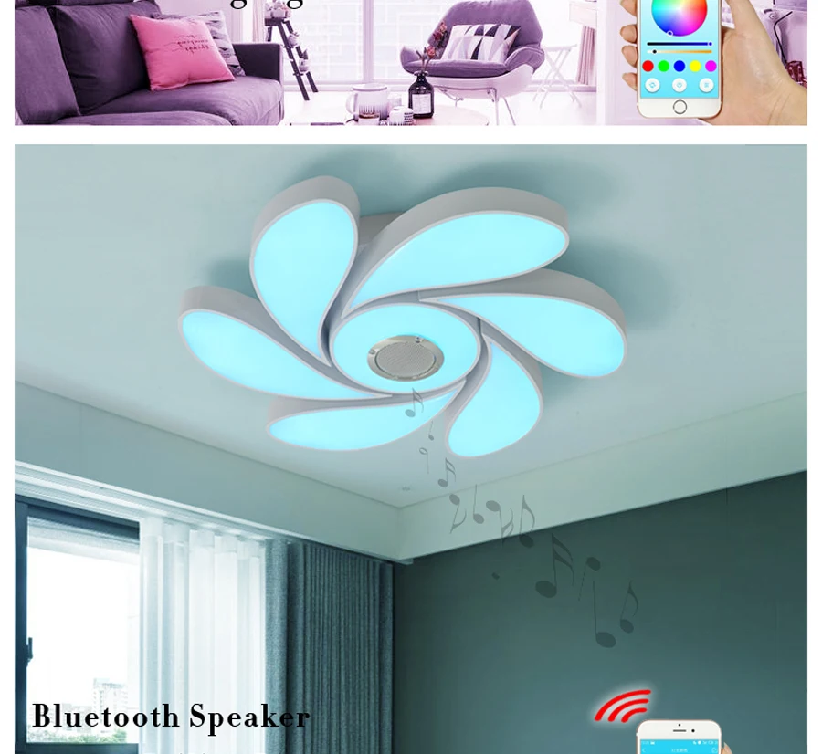 Умный потолочный светильник с дистанционным управлением и Bluetooth, светодиодные потолочные лампы 72 Вт 108 ВТ, светодиодный светильник для детской комнаты, Светодиодный точечный светильник