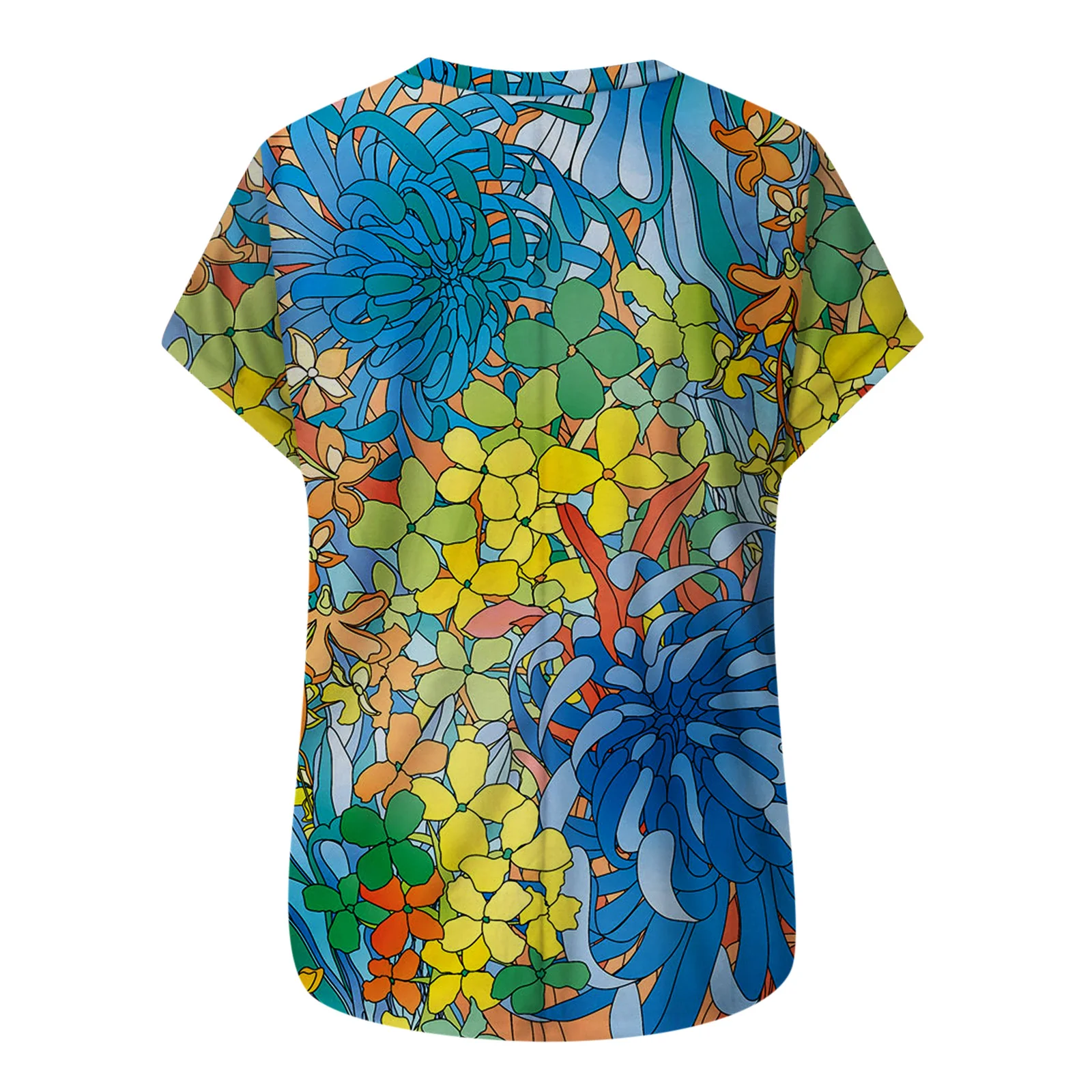 

Vintage Colorful Paisley Print Tee Shirt Summer Women Casual V Neck Pullover Tops Fashion Short Sleeve Loose T Shirts Streetwear