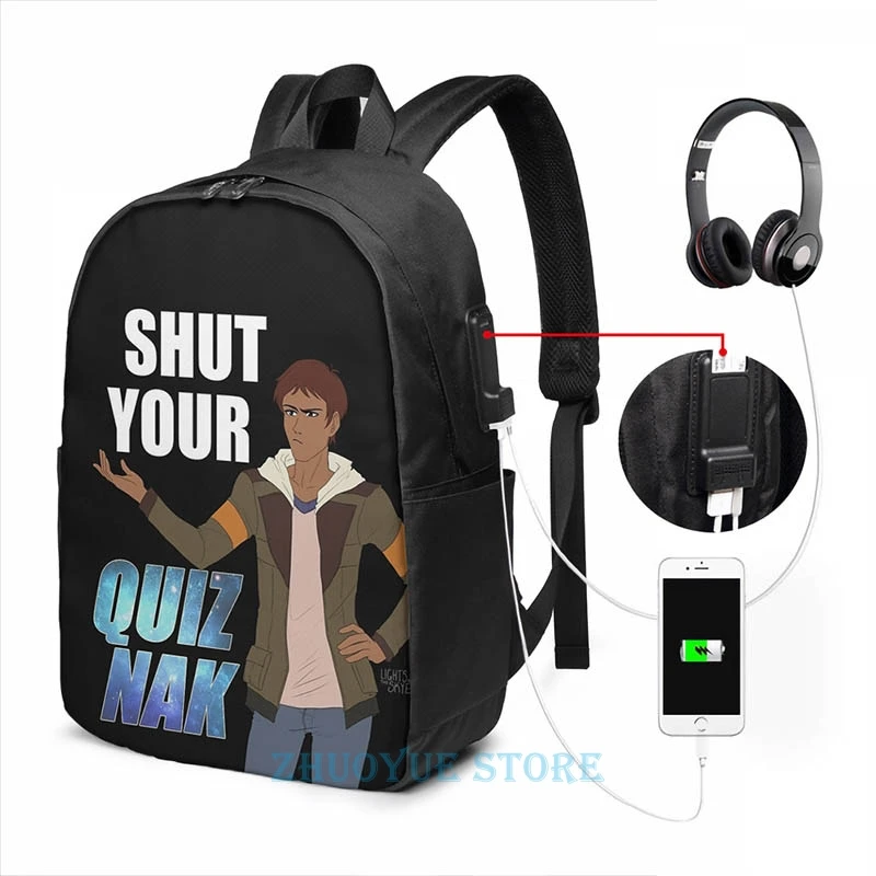 Закройте Quiznak voltron вдохновил печати USB заряд рюкзак школьные сумки Для женщин