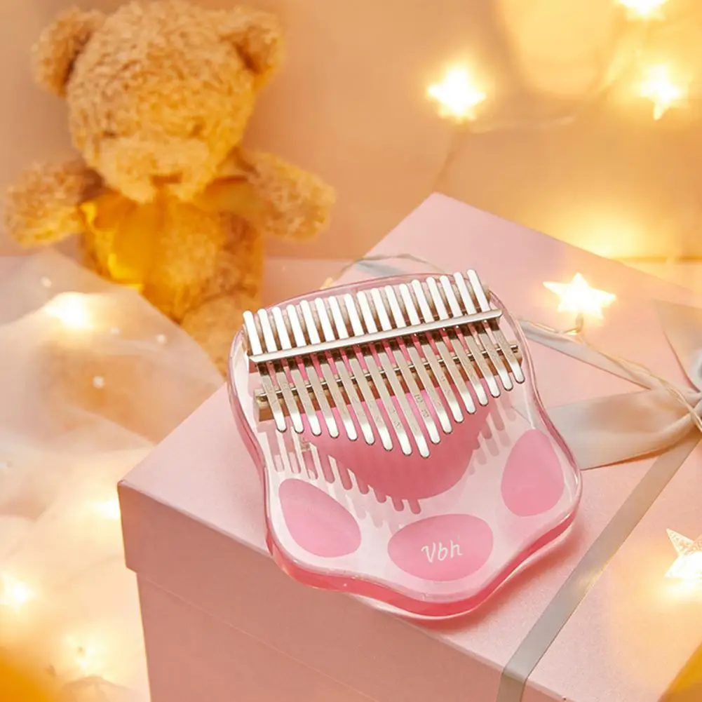 Прозрачная 17 клавиш Kalimba большой палец пианино милая розовая кошачья лапа