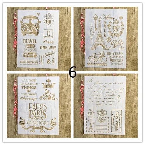 4pcs / set A4 letter of the alphabet Stencils Painting Coloring Embossing Scrapbook Album Decorative Template paper card wall | Канцтовары