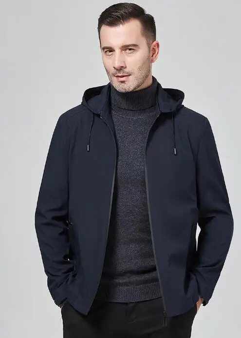 dark blue Мужская одежда зимние черные куртки с капюшоном, одежда больших размеров, Повседневная ветровка, умные куртки-бомберы, темно-синие пальто - Цвет: dark blue