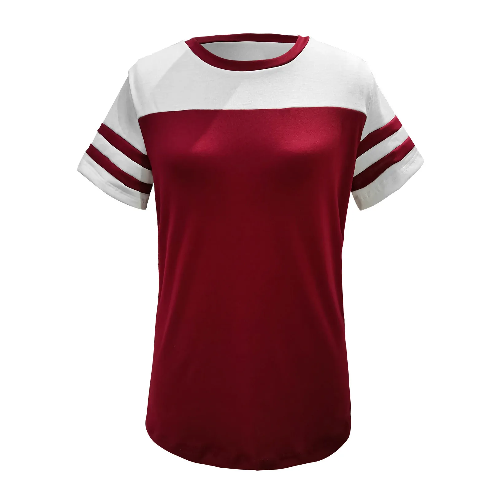 

Oversize Tops For Women Summer Casual Solid Color Splicing Color Short Sleeve O-Neck T-Shirt Female Loose T-Shirt