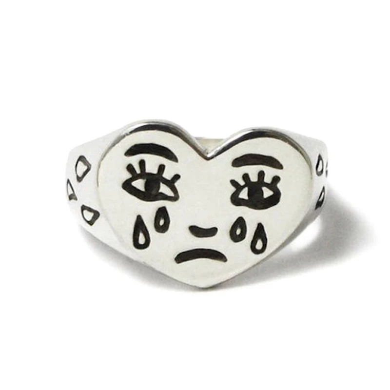 

Creative Cry Face Rings for Women New Trendy Fashion Female Resizable Ring Jewelry Ladies Bar Night Club Jewelry Gifts