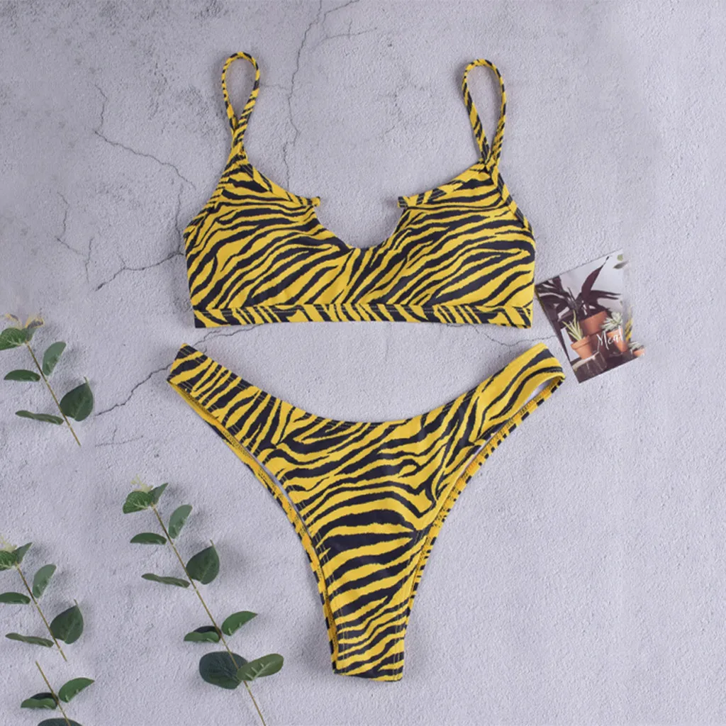 Бикини 2020 женский купальник из двух частей купальный топ гофрированный с высокой
