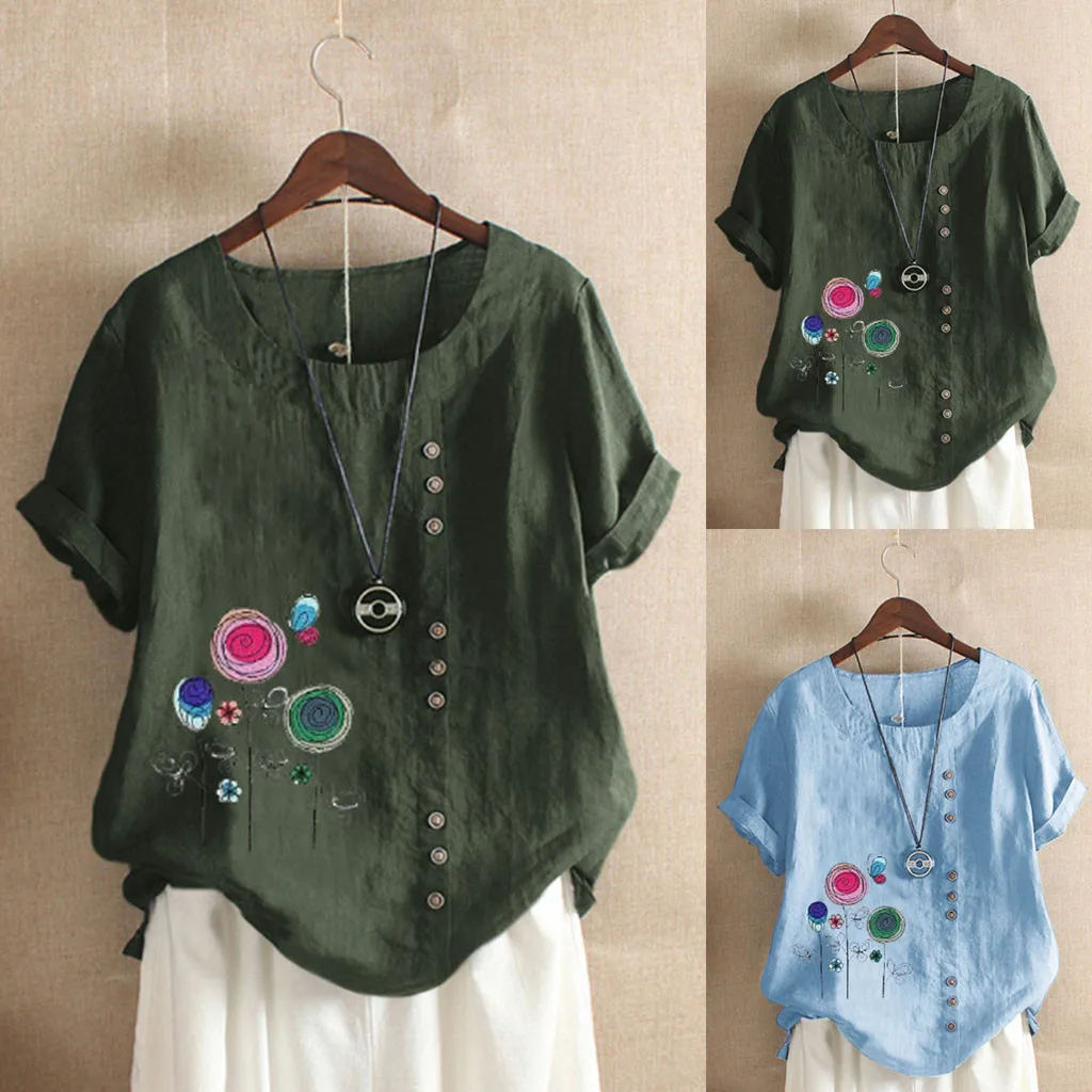 Женская Повседневная Туника свободного кроя размера плюс с круглым вырезом и