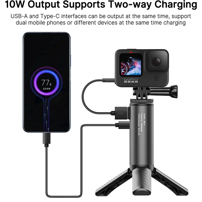 ulanzi bg 4 mini tripod with 5000mah power bank hand grip monopod portable tripod for gopro camera phone holder with 14 screw free global shipping