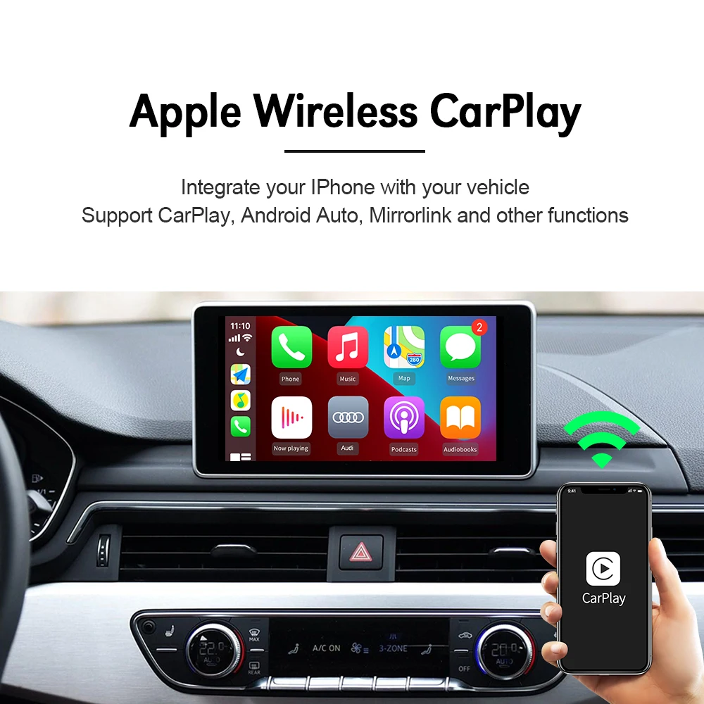 Carlinkit Декодер Беспроводной CarPlay Android авто для AUDI A3 Q2 Q2L MMI3G + Мультимедиа AirPlay