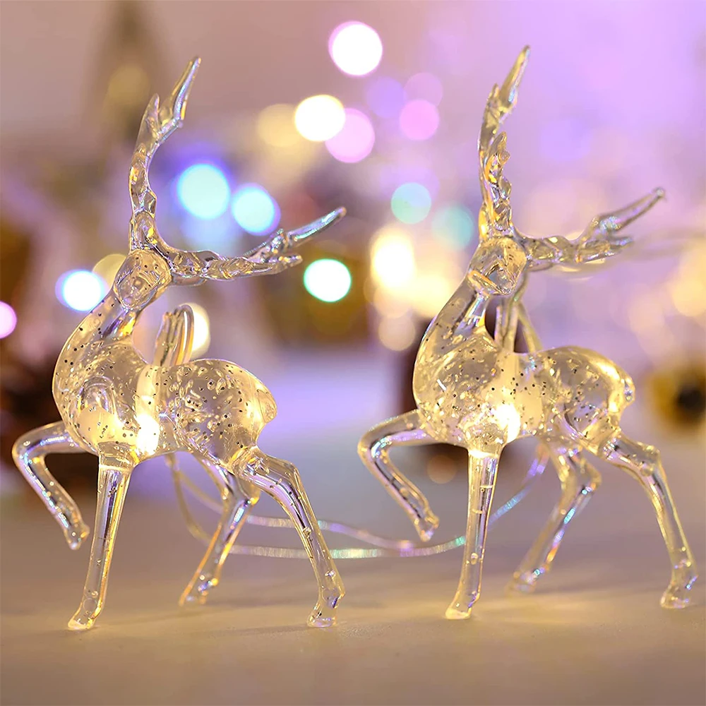 

LED String Fairy Lights Garland Holiday Deer Light Hanging Ornaments Christmas Tree Decorations For Home Party Noel Navidad 2021
