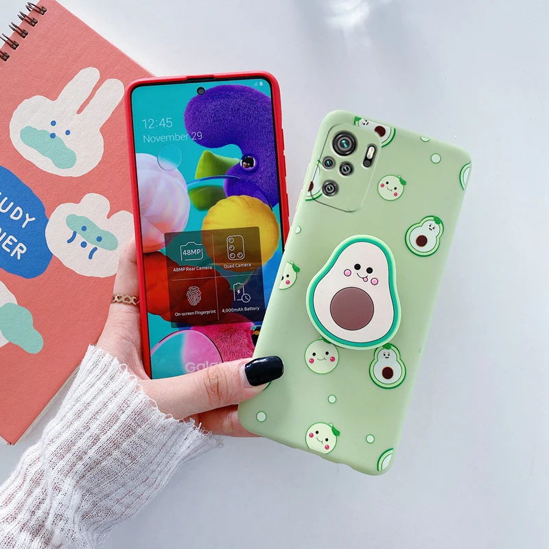 3d silicone cartoon phone holder case for xiaomi redmi note 10 redmi note 10 11 pro note 9 pro note 8t 7 pro redmi 9 9c 9a cover free global shipping