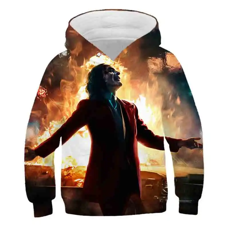 

Clown Hip Hop Joker Face Boys Sweatshirts for Little Kids Hoodies Clothes 4-14 Years Autumn Children Long Sleeve Shirts Cotton
