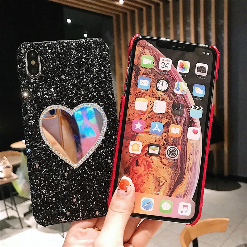 Модный зеркальный блестящий чехол с сердцем для телефона Redmi Note 10 Pro 9 9C 9T 8 7 5