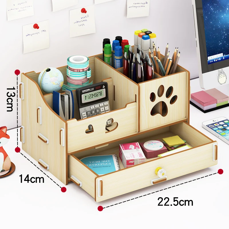Creative pen container storage box small lattice office desktop shelf students home personality simple pen organizer - Цвет: A-beige