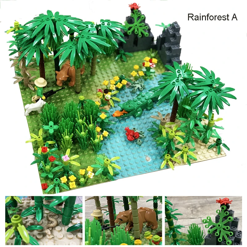 Тропический тропический лес с основой аксессуары для кирпичной кладки MOC Euhylacion
