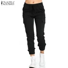 Женские брюки ZANZEA, длинные брюки с эластичной талией, повседневные однотонные штаны, женские свободные брюки с карманами, уличная одежда 7, 2021